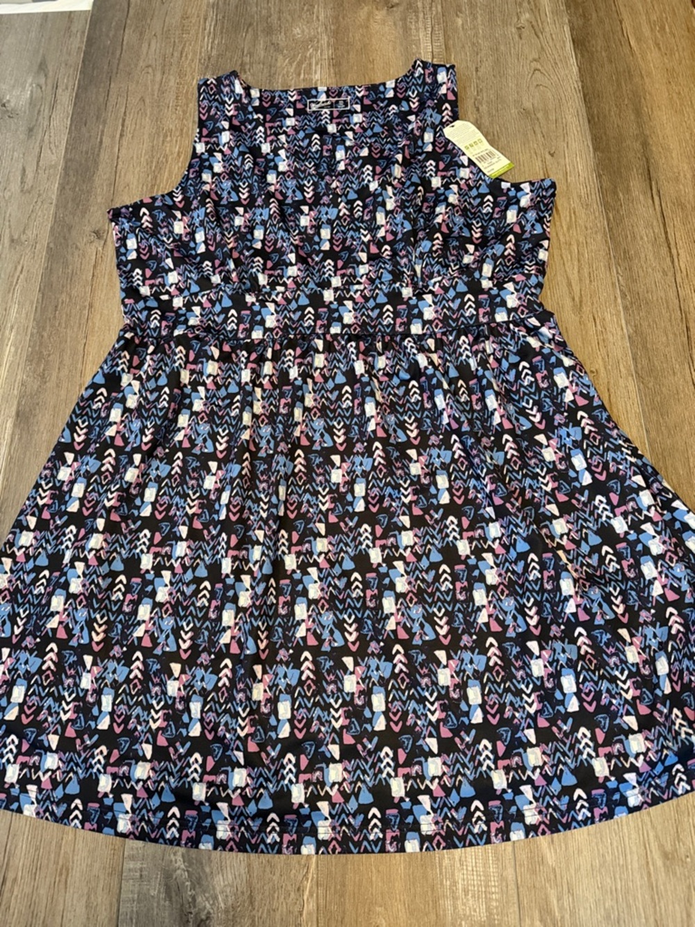 Woolrich blue and pink sleeveless midi sundress with a geometric pattern - Picture 1 of 7